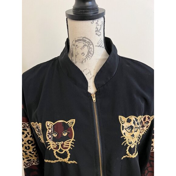 Vintage Delta Burke Embroidery Leopard Cat Cheetah Track Jacket Print XL/XXL - Picture 10 of 10